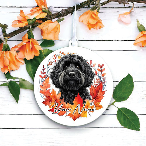 Sandra Menzies Only - Autumn Wreath Dog Baubles - Olifantjie - Wooden - MDF - Lasercut - Blank - Craft - Kit - Mixed Media - UK