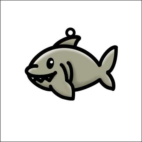 OL4823 - MDF Doodle Cute Animal Hanging Sealife - Shark 2 - Olifantjie - Wooden - MDF - Lasercut - Blank - Craft - Kit - Mixed Media - UK