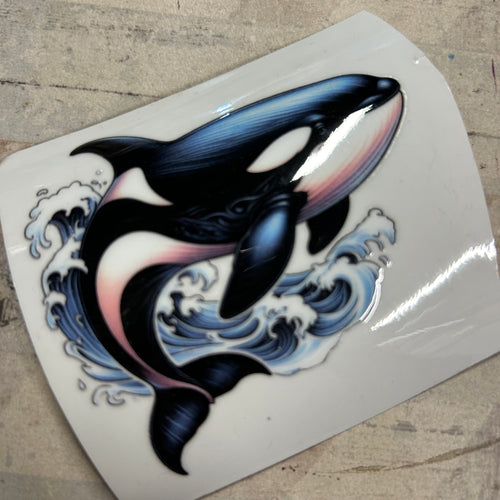 UV301 - UVDTF - Tattoo style Whale - tropical sea theme - Olifantjie - Wooden - MDF - Lasercut - Blank - Craft - Kit - Mixed Media - UK