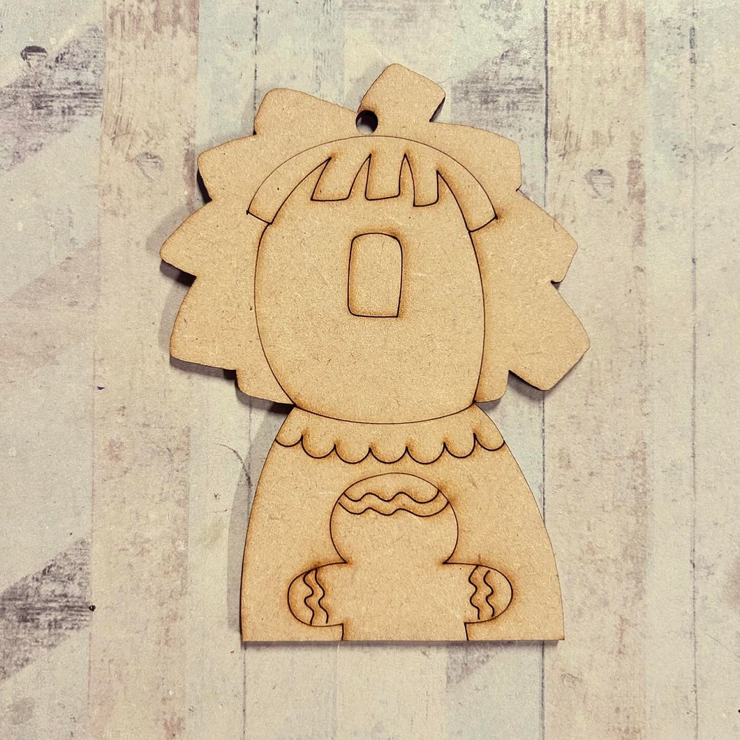 NO113 - MDF 2 Sizes  Christmas Hanging Bauble - Engraved Girl Gingerbread - Olifantjie - Wooden - MDF - Lasercut - Blank - Craft - Kit - Mixed Media - UK