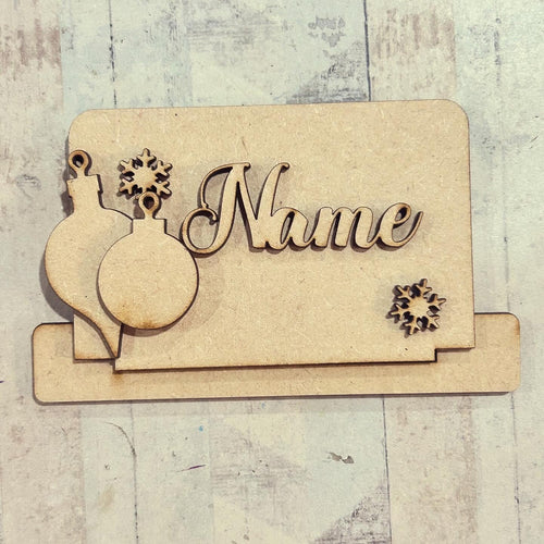 OL5507 - MDF Personalised Freestanding Table Setting Place Name - Baubles - Olifantjie - Wooden - MDF - Lasercut - Blank - Craft - Kit - Mixed Media - UK