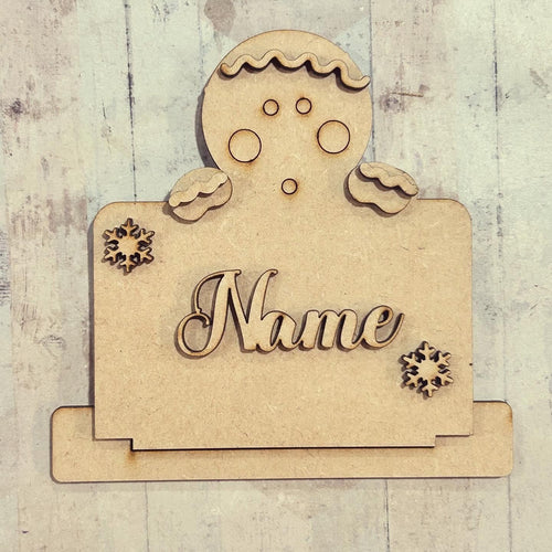 OL5517 - MDF Personalised Freestanding Table Setting Place Name - Christmas Gingerbread - Olifantjie - Wooden - MDF - Lasercut - Blank - Craft - Kit - Mixed Media - UK