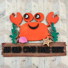 OL6089 - Large Crab Personalised Plaque - Olifantjie - Wooden - MDF - Lasercut - Blank - Craft - Kit - Mixed Media - UK