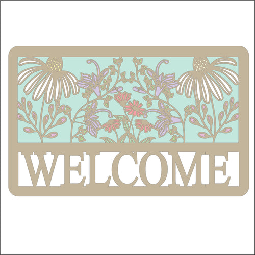 OL5129 - MDF Personalised 25cm Rectangle layered Plaque Wild Flowers Theme - Olifantjie - Wooden - MDF - Lasercut - Blank - Craft - Kit - Mixed Media - UK