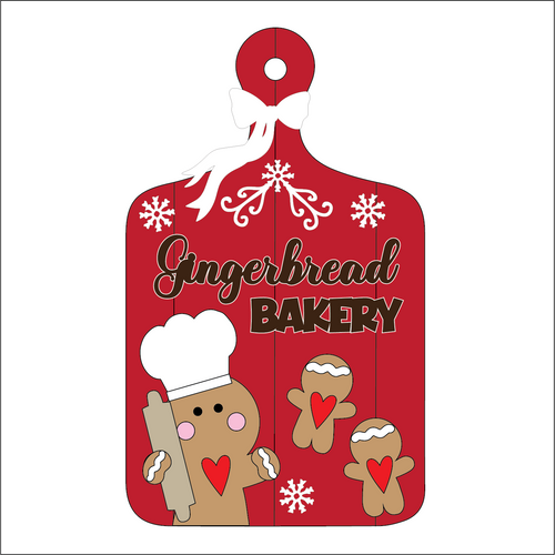 OL5322 - Large Chopping Board Christmas Plaque -  Gingerbread Bakery - Olifantjie - Wooden - MDF - Lasercut - Blank - Craft - Kit - Mixed Media - UK