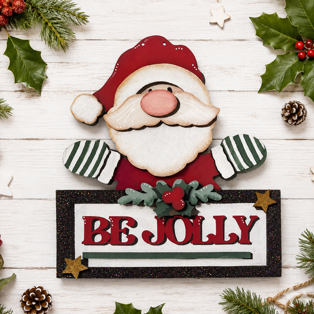 NO943 - MDF Santa Jolly Christmas Ornament