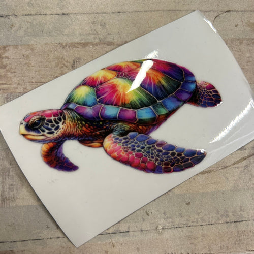 UV293 - UVDTF - Rainbow Turtle - nautical sea theme - Olifantjie - Wooden - MDF - Lasercut - Blank - Craft - Kit - Mixed Media - UK