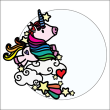 OL4623 - MDF  Circle - Freestanding or Hanging/no holes - Acrylic white, or clear or MDF Circle - Doodle Unicorn 1 - Olifantjie - Wooden - MDF - Lasercut - Blank - Craft - Kit - Mixed Media - UK