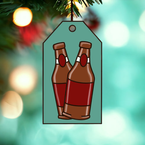 OL3633 - MDF Christmas Tag Hanging - Beer Bottles - Olifantjie - Wooden - MDF - Lasercut - Blank - Craft - Kit - Mixed Media - UK