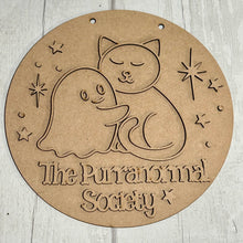 OL6153 - MDF Ghost Cat Quote Themed Round Plaque 4 quote options!