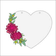OL4349 - MDF Floral Heart - Freestanding or Hanging/no holes - Acrylic white, or clear or MDF Heart - Chrysanthemum - Olifantjie - Wooden - MDF - Lasercut - Blank - Craft - Kit - Mixed Media - UK
