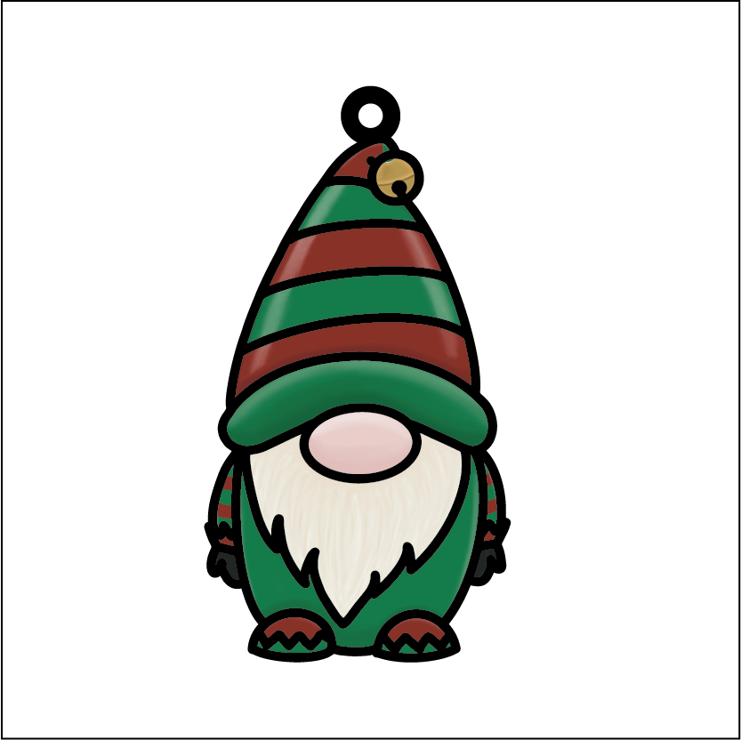 OL5527 - MDF Doodle Character Christmas Hanging Bauble - Gnome - Male Elf - Olifantjie - Wooden - MDF - Lasercut - Blank - Craft - Kit - Mixed Media - UK