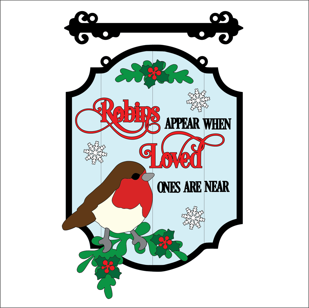 OL5371 - MDF Farmhouse Christmas Hanging Sign Layered Plaque - Robins Appear Christmas Style - Olifantjie - Wooden - MDF - Lasercut - Blank - Craft - Kit - Mixed Media - UK