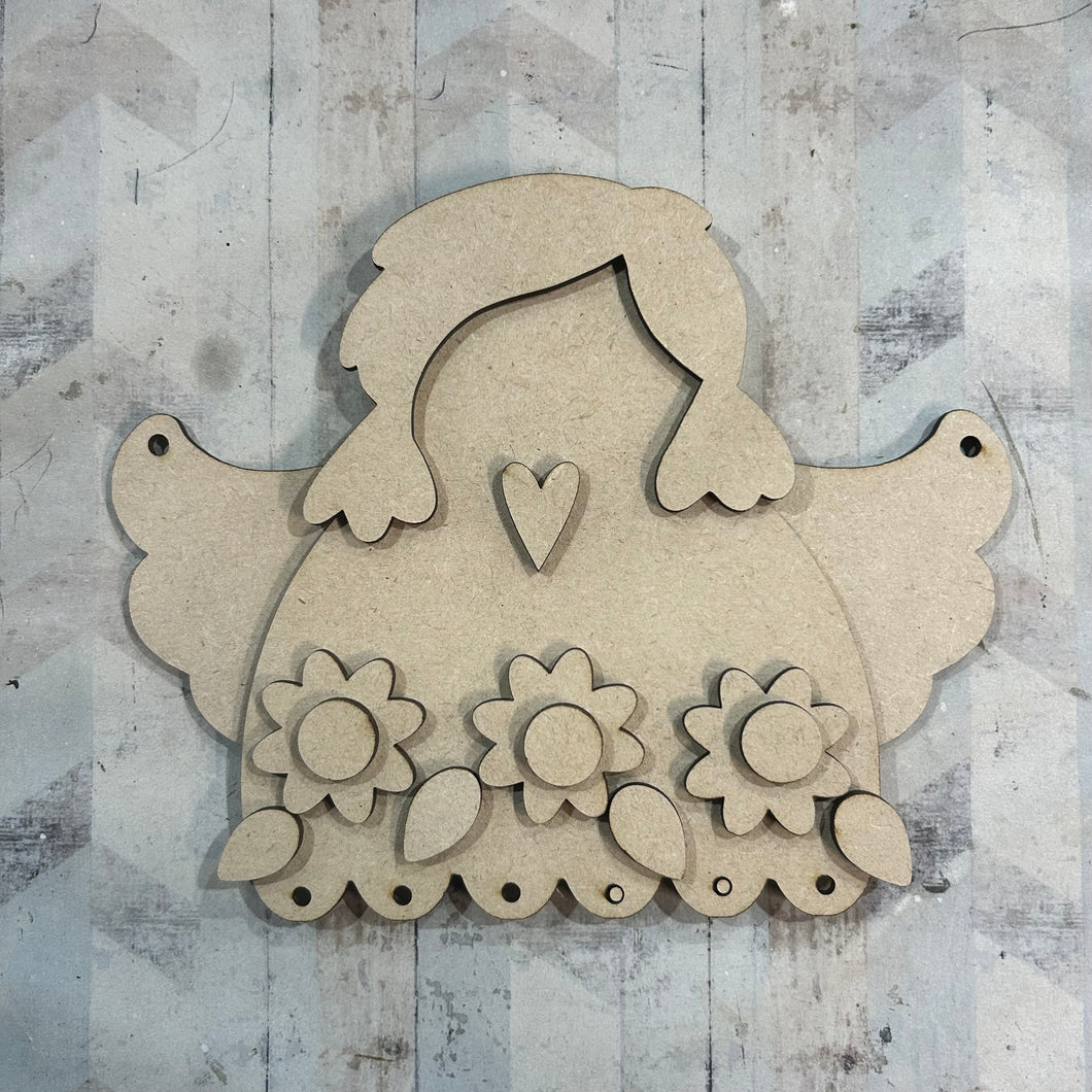 NO652 - MDF 2 Size Flower Angel Hanging - Olifantjie - Wooden - MDF - Lasercut - Blank - Craft - Kit - Mixed Media - UK