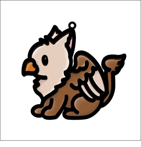 OL4672 - MDF Doodle Cute  Hanging  - Griffin 1 - Olifantjie - Wooden - MDF - Lasercut - Blank - Craft - Kit - Mixed Media - UK