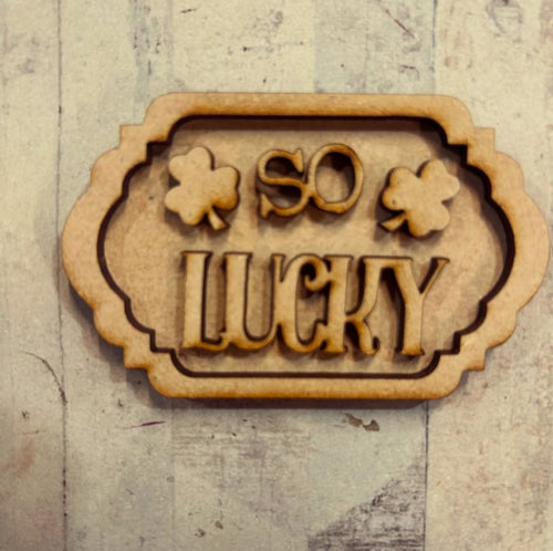 NO546 - MDF Magnet Size So Lucky Clover - Olifantjie - Wooden - MDF - Lasercut - Blank - Craft - Kit - Mixed Media - UK