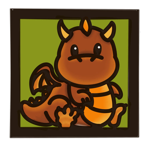 OL4578 - MDF Ladder Insert Tile - Doodle Cute Dragon 1 - Olifantjie - Wooden - MDF - Lasercut - Blank - Craft - Kit - Mixed Media - UK