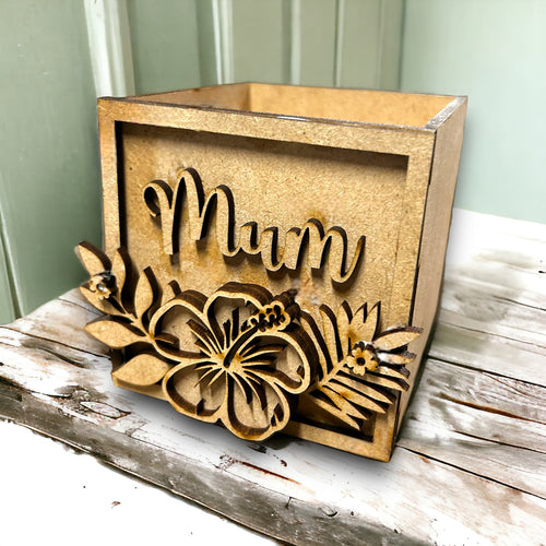 BX057 - MDF Personalised Treats, Chocolate, Gifts Box - optional lid - Floral 2 - Olifantjie - Wooden - MDF - Lasercut - Blank - Craft - Kit - Mixed Media - UK