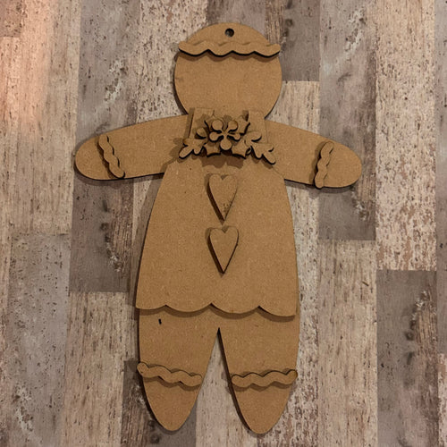 NO860A - MDF Gingerbread Style A Christmas hanging decoration - 2 sizes - Olifantjie - Wooden - MDF - Lasercut - Blank - Craft - Kit - Mixed Media - UK