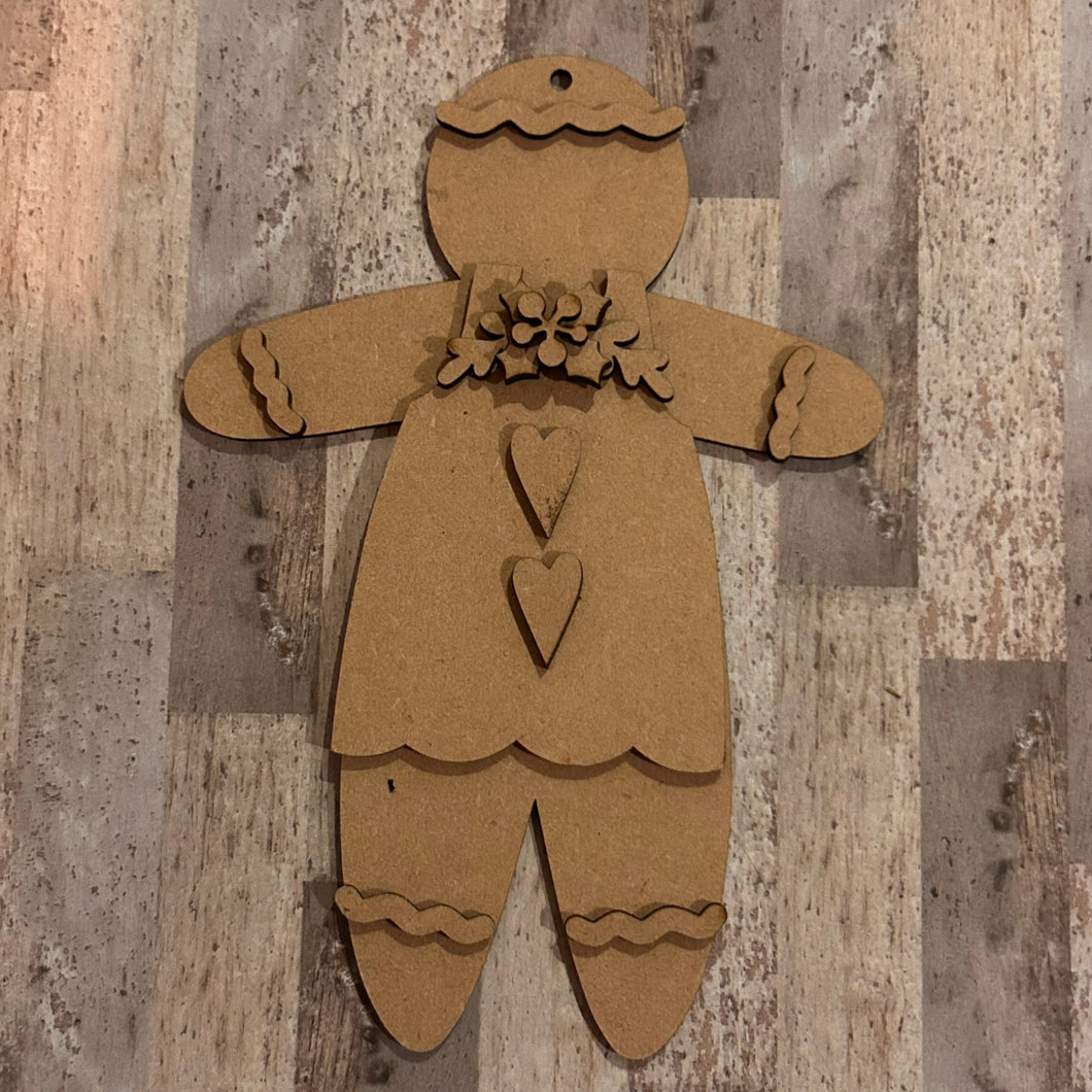 NO860A - MDF Gingerbread Style A Christmas hanging decoration - 2 sizes - Olifantjie - Wooden - MDF - Lasercut - Blank - Craft - Kit - Mixed Media - UK