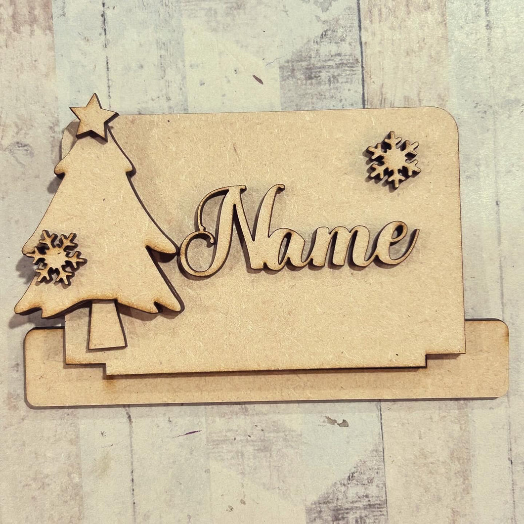 OL5510 - MDF Personalised Freestanding Table Setting Place Name - Christmas Tree - Olifantjie - Wooden - MDF - Lasercut - Blank - Craft - Kit - Mixed Media - UK