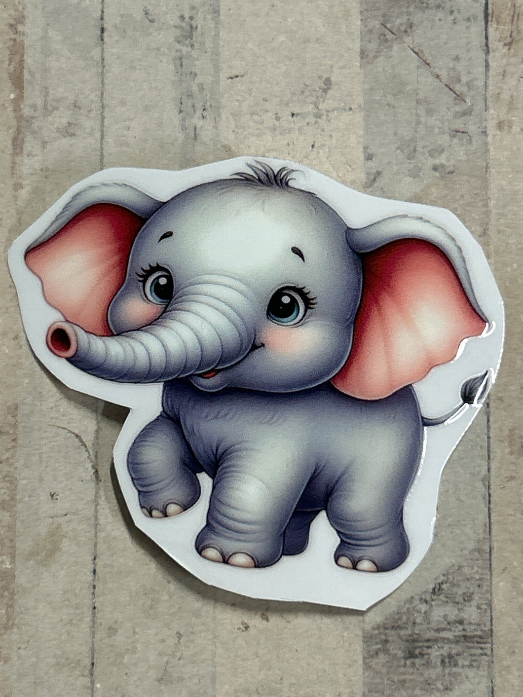 UV768 - UVDTF - Decal only - Cute Elephant 2 - Olifantjie - Wooden - MDF - Lasercut - Blank - Craft - Kit - Mixed Media - UK