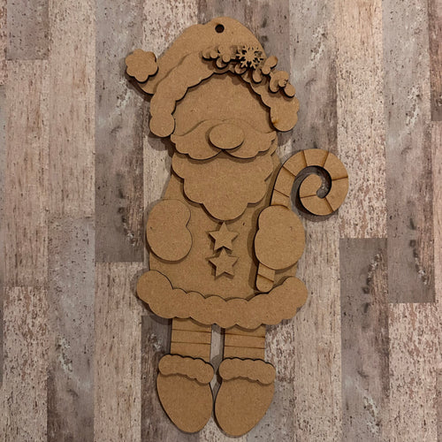 NO855 - MDF Santa Claus Dangly Hanging Plaque - Olifantjie - Wooden - MDF - Lasercut - Blank - Craft - Kit - Mixed Media - UK