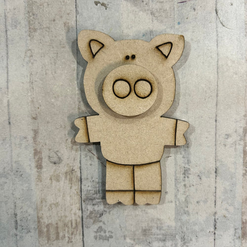 NO649 - MDF Magnet Size 8cm Pig - Olifantjie - Wooden - MDF - Lasercut - Blank - Craft - Kit - Mixed Media - UK