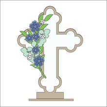 OL4640 - MDF and Acrylic Cross - Freestanding or Hanging/no holes - Acrylic white, or clear or MDF Cross - Forget me not - Olifantjie - Wooden - MDF - Lasercut - Blank - Craft - Kit - Mixed Media - UK