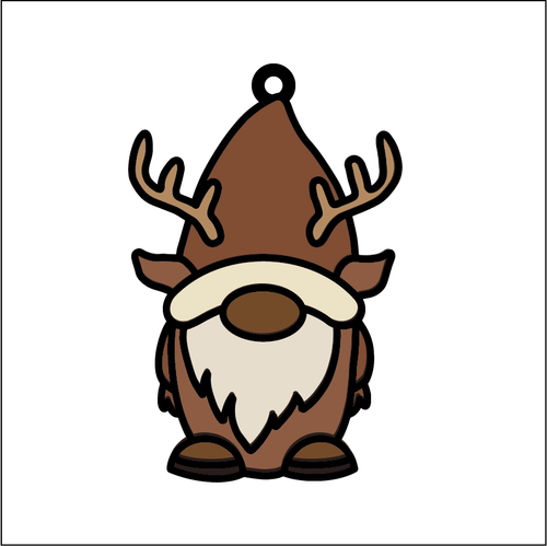 OL5528 - MDF Doodle Character Christmas Hanging Bauble - Gnome - Male Reindeer - Olifantjie - Wooden - MDF - Lasercut - Blank - Craft - Kit - Mixed Media - UK