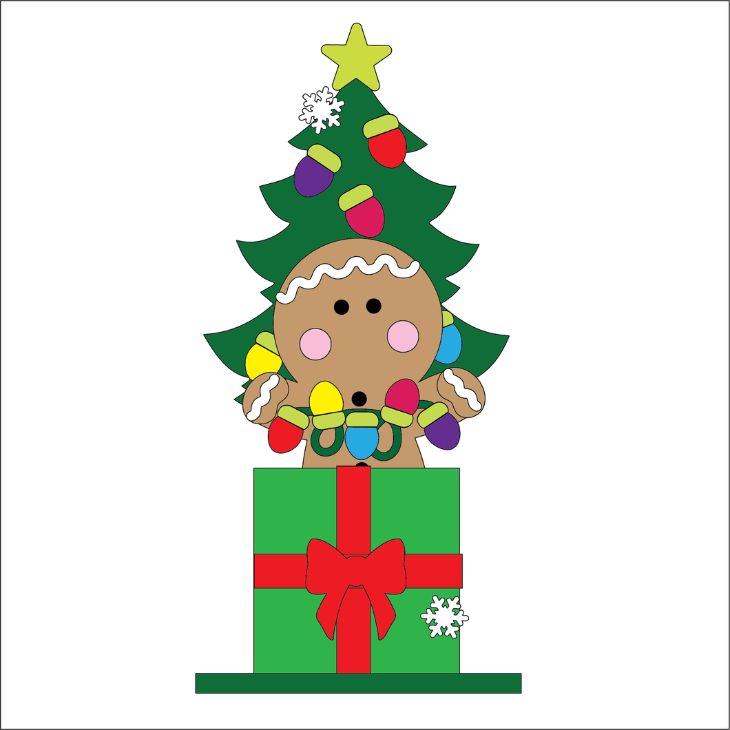 OL5389 - MDF Christmas Lights Tree Stacker Freestanding Kit - Gingerbread - Olifantjie - Wooden - MDF - Lasercut - Blank - Craft - Kit - Mixed Media - UK