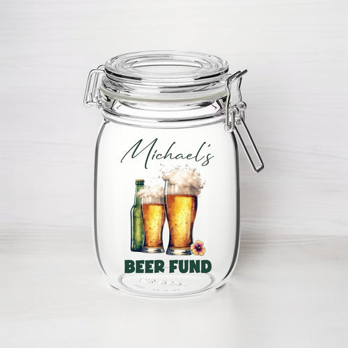 UV254 - Personalised Fund Jar UVDTF Decal - Beer Fund - Olifantjie - Wooden - MDF - Lasercut - Blank - Craft - Kit - Mixed Media - UK