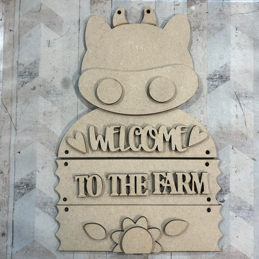 NO647 - MDF Large Welcome to the Farm Hanging Scene - Olifantjie - Wooden - MDF - Lasercut - Blank - Craft - Kit - Mixed Media - UK