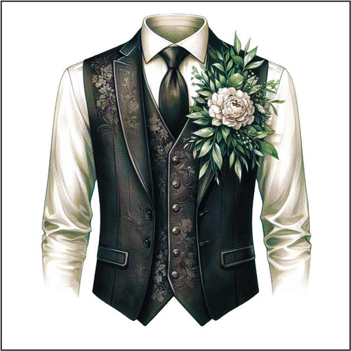 UV417 - UVDTF - Wedding Event Prom Theme - Suit Waistcoat style 10 - Olifantjie - Wooden - MDF - Lasercut - Blank - Craft - Kit - Mixed Media - UK