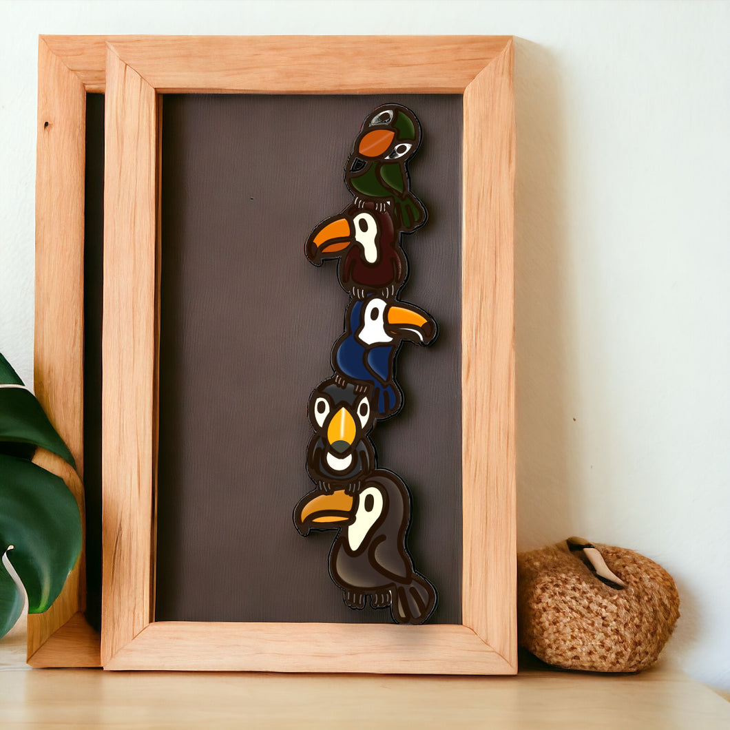 OL4452 - MDF doodle stacked Toucan birds - Olifantjie - Wooden - MDF - Lasercut - Blank - Craft - Kit - Mixed Media - UK