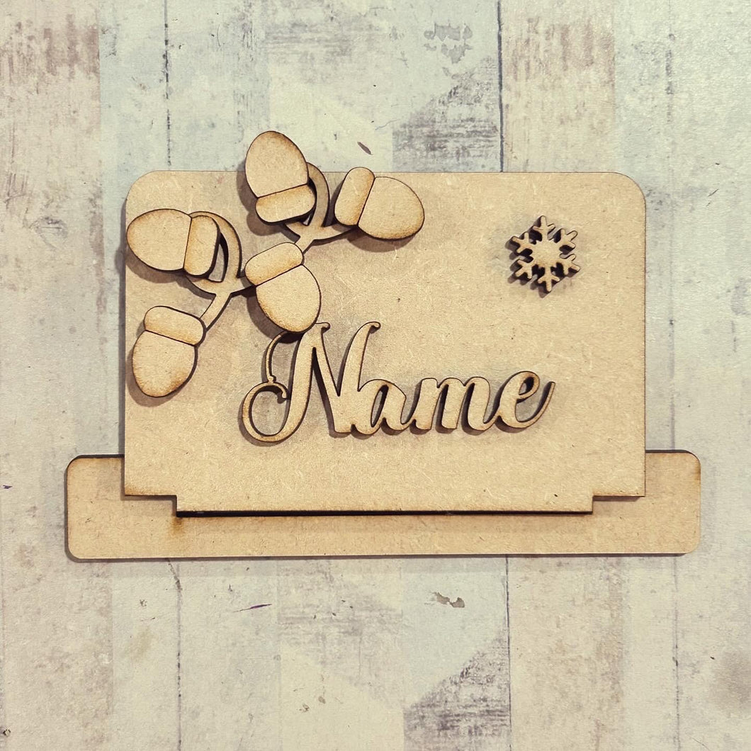 OL5511 - MDF Personalised Freestanding Table Setting Place Name - Christmas Lights - Olifantjie - Wooden - MDF - Lasercut - Blank - Craft - Kit - Mixed Media - UK