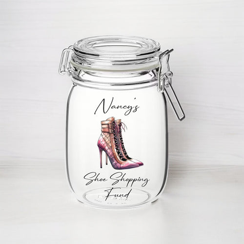 UV267 - Personalised Fund Jar UVDTF Decal - Shoe Fund style 1 - Olifantjie - Wooden - MDF - Lasercut - Blank - Craft - Kit - Mixed Media - UK