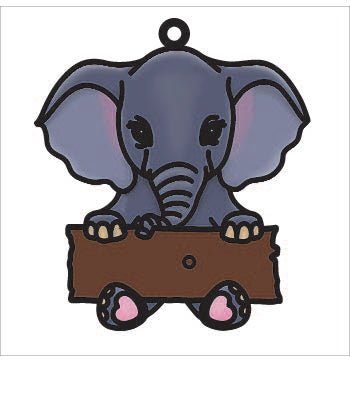 OL3710 - MDF 12.5cm Doodle Hanging  - Elephant Sign - Olifantjie - Wooden - MDF - Lasercut - Blank - Craft - Kit - Mixed Media - UK