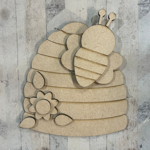 NO633 - MDF Small Bee Hive - Olifantjie - Wooden - MDF - Lasercut - Blank - Craft - Kit - Mixed Media - UK