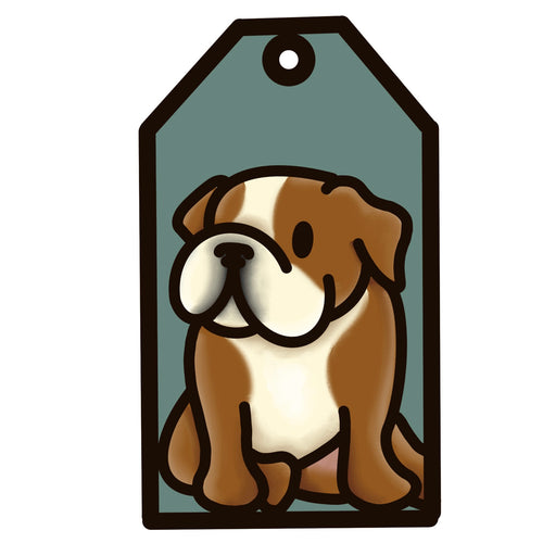 OL4957 - MDF Doodle Dog Tag Hanging - Bulldog - Olifantjie - Wooden - MDF - Lasercut - Blank - Craft - Kit - Mixed Media - UK