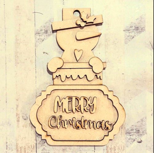 NO393 - MDF 2 Sizes Christmas Snowman Smore Hanging Bauble - Olifantjie - Wooden - MDF - Lasercut - Blank - Craft - Kit - Mixed Media - UK