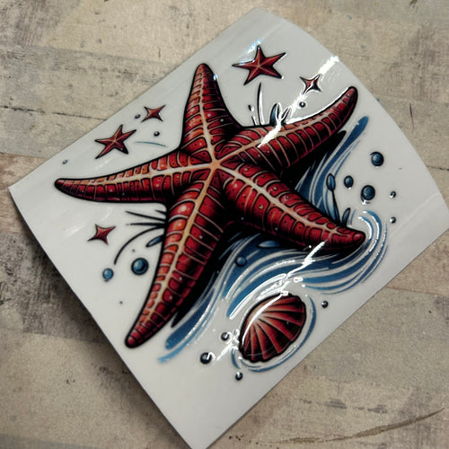 UV296 - UVDTF - Tattoo style Star Fish - nautical sea theme - Olifantjie - Wooden - MDF - Lasercut - Blank - Craft - Kit - Mixed Media - UK