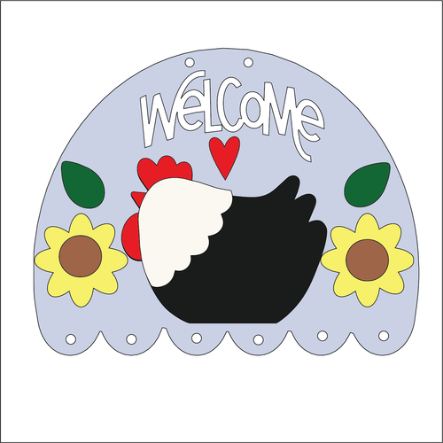 NO672 - MDF Large Chicken Sunflower Macramé or Windchime Hanging Plaque Scene - Olifantjie - Wooden - MDF - Lasercut - Blank - Craft - Kit - Mixed Media - UK