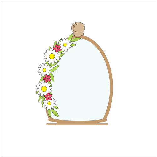 OL5081 - MDF Cloche - Daisy Flowers - Freestanding or Hanging/no holes - Acrylic white, or clear or MDF Cloche - Olifantjie - Wooden - MDF - Lasercut - Blank - Craft - Kit - Mixed Media - UK