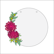 OL4340 - MDF Floral Circle - Freestanding or Hanging/no holes - Acrylic white, or clear or MDF Circle - Chrysanthemum - Olifantjie - Wooden - MDF - Lasercut - Blank - Craft - Kit - Mixed Media - UK