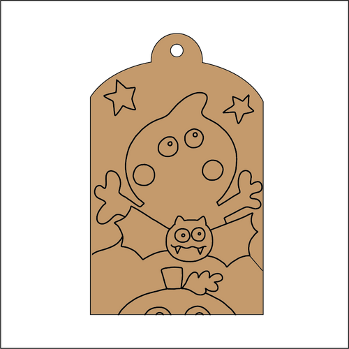 NO370 - MDF 2 Sizes  Halloween Hanging Bauble - Ghost - Olifantjie - Wooden - MDF - Lasercut - Blank - Craft - Kit - Mixed Media - UK