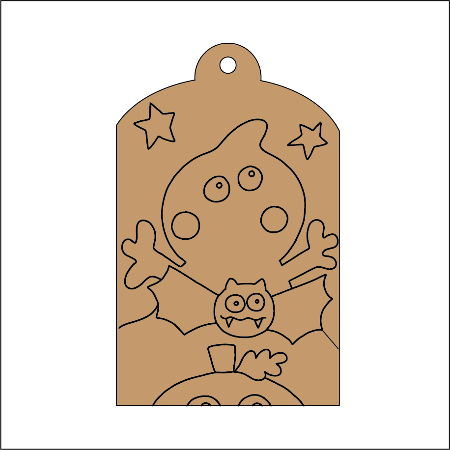 NO370 - MDF 2 Sizes  Halloween Hanging Bauble - Ghost - Olifantjie - Wooden - MDF - Lasercut - Blank - Craft - Kit - Mixed Media - UK