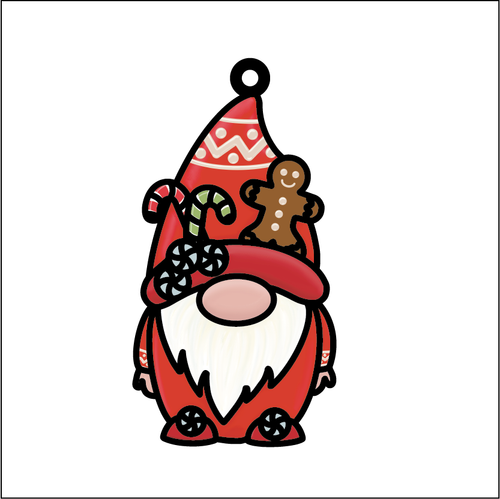 OL5529 - MDF Doodle Character Christmas Hanging Bauble - Gnome - Male Christmas Theme - Olifantjie - Wooden - MDF - Lasercut - Blank - Craft - Kit - Mixed Media - UK