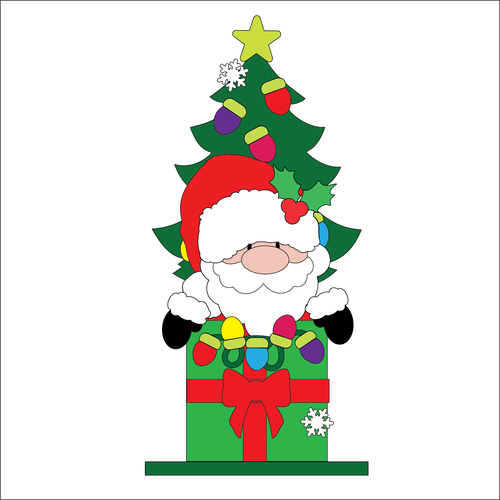 OL5390 - MDF Christmas Lights Tree Stacker Freestanding Kit - Santa Father Christmas - Olifantjie - Wooden - MDF - Lasercut - Blank - Craft - Kit - Mixed Media - UK