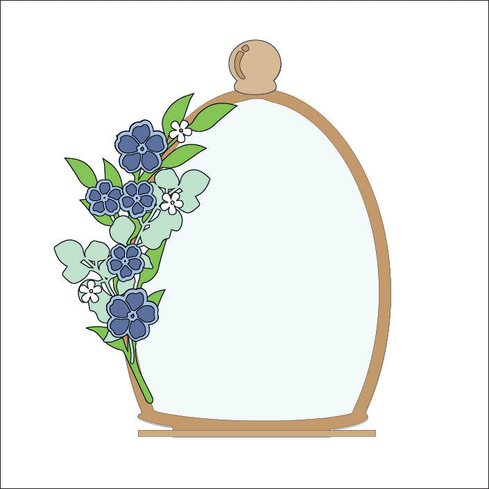 OL4748 - MDF Cloche - Freestanding or Hanging/no holes - Acrylic white, or clear or MDF Cloche - Forget me not - Olifantjie - Wooden - MDF - Lasercut - Blank - Craft - Kit - Mixed Media - UK